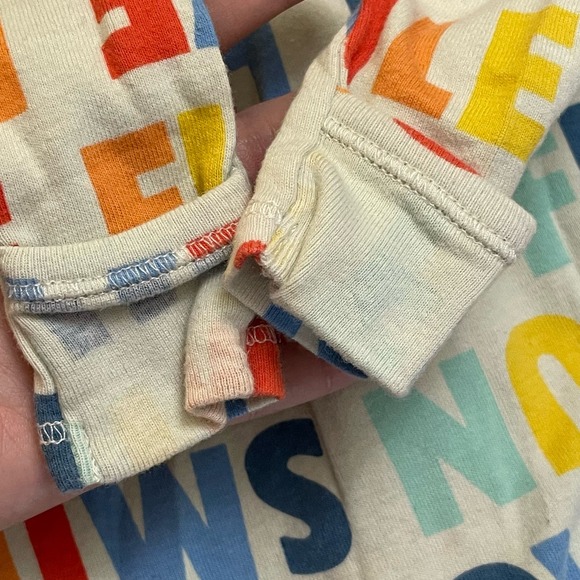 Old Navy Zip Up Footie PJs Smile Love Fun Zip Pajamas Family Matching 3-6 Months - Picture 4 of 8